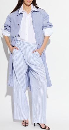 Rag & Bone Cotton Trousers With A Striped Pattern, Womens, Blue