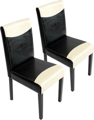 Hhg Nunca Usado] Juego De 2 Sillas De Comedor Silla De Cocina Littau, Polipiel, Blanco Y Negro, Patas Oscuras