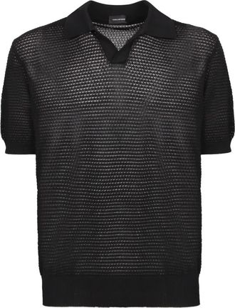 Tagliatore Mesh-effect geperforeerde stof. - Heren - Polos - Zwart - XL - Tops