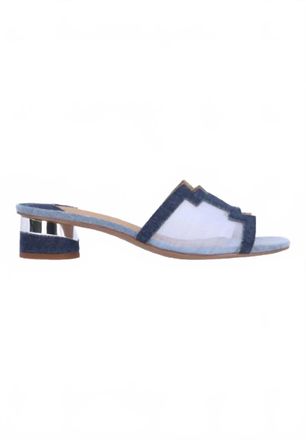 J. Rene&eacute; Womens Amorra Square Toe Sandal In Blue Multi Denim/mesh