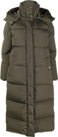 Woolrich Aurora long puffer parka - women - Feather Down/Polyamide/Polyamide/Spandex/Elastane - L - Green