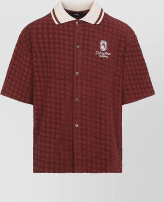 Amiri chateau short sleeve textured ribbed collar shirt