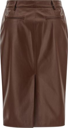 Giuseppe Di Morabito Womens Brown Leather Midi Skirt