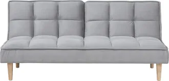 Beliani Sof&aacute; Cama Gris Claro 3 Plazas Respaldo Reclinable Acolchado Siljan