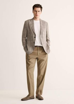 Mango Giacca slim-fit quadri principe di galles grigio visone - Uomo - 48 - MANGO MAN