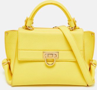 Ferragamo Yellow Leather Small Sofia Top Handle Bag