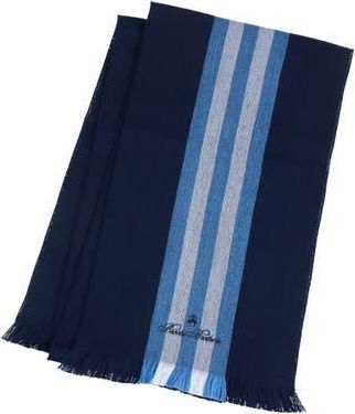 Brooks Brothers Repp Stripe Wool Eyelash Fringe Scarf in Navy at Nordstrom Rack