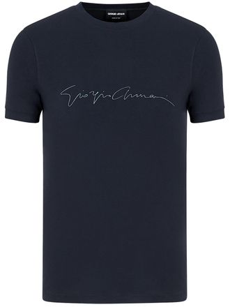 Giorgio Armani Black Slim Fit Cursive Script T-Shirt