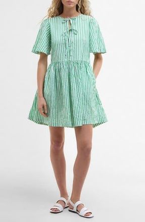 Barbour Daison Stripe Seersucker Minidress in Kelly Green Stripe at Nordstrom Rack, Size 14 Us / 18 Uk