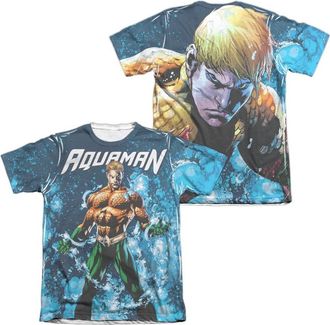 Gildan Justice League of America Bubbles Everywhere (Front/Back Print) Adult Poly/Cotton Short Sleeve Tee / T-Shirt