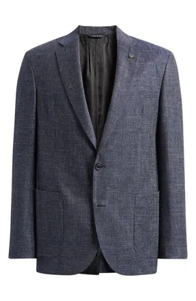 AllSaints Rudy Slim Fit Solid Wool Blend Sport Coat in Navy at Nordstrom, Size 36Regular