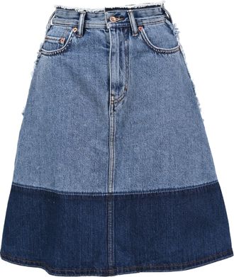 Acne Studios Halona Two-Toned Midi Skirt in Blue Cotton Denim