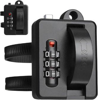 OEM Cierre Para Casco - Sistema Antirrobo - Almacenamiento Seguro - Liberaci&oacute;n Por Combinaci&oacute;n - 69 X 48 Mm - Negro