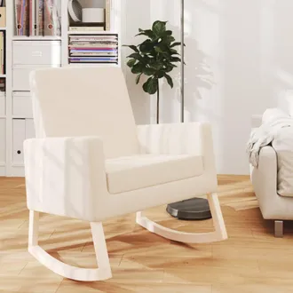 vidaXL Silla Mecedora De Tela Crema Vidaxl