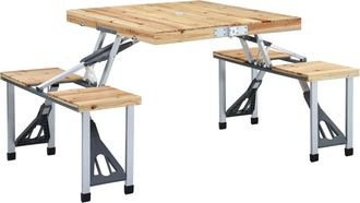 vidaXL Vidaxl - Mesa De Camping Plegable Con 4 Asientos Acero Aluminio