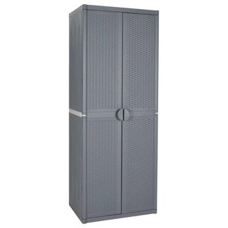 vidaXL Armario De Almacenaje Para Jard&iacute;n Pp Rat&aacute;n Gris 65x45x172 Cm Vidaxl