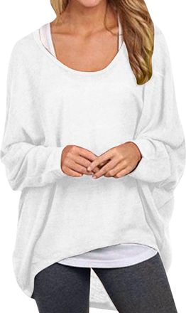 Generic Ladies Jumpers Size 20 Womens Batwing Sleeve Pullover Tops Off Shoulder Loose Oversized Baggy Sweater Shirts Casual T Shirt Blouses Clothing Ladies Ju
