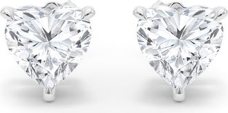 HauteCarat Lab Grown Diamond Heart Stud Earrings in 18K White Gold at Nordstrom, Size One Size Oz