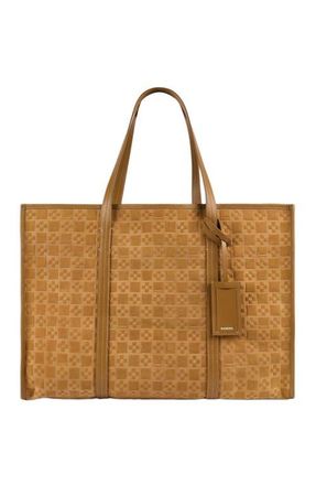 Sandro Split leather shopping bag in Camel at Nordstrom, Size Medium