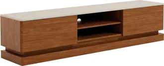 Vente-Unique Mueble de TV 2 cajones y 2 estantes con LEDs en MDF - Marr&oacute;n oscuro y beige - DEVIKA de Pascal MORABITO