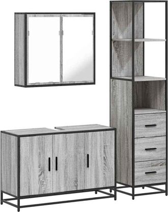 vidaXL Vidaxl - 3 Piece Bathroom Furniture Set Grey Sonoma Engineered Wood