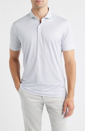 Johnnie-O Ralph Geo Print Featherweight Performance Polo in White at Nordstrom, Size Xx-Large