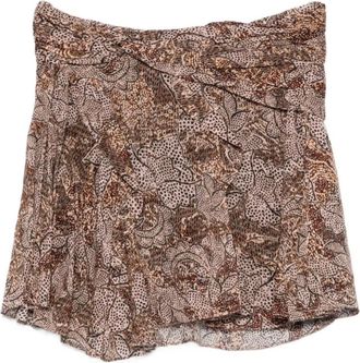 Isabel Marant Rokken, Dames, Bruin, S, Rok met bloemenprint en gedraaid detail