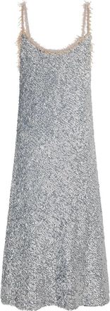 Paco Rabanne Zilveren Pailletten Knielange Jurk - Dames - Feestkleedjes - Grijs - S - Pailletten - Kleedjes