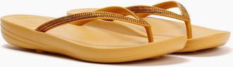 FitFlop Womens FitFlop Iqushion Sparkle Womens Turmeric Flip Flops - Brown - Size: 8