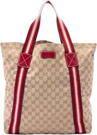 Gucci Pre-owned Canvas Tote Bag - Dames - Vintage Shopper - Beige - ONE Size - Vintage