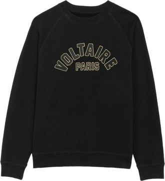 Zadig&Voltaire Hoodies & sweatvesten, Dames, Zwart, S, Katoen, Voltaire Paris Embroidered Sweatshirt