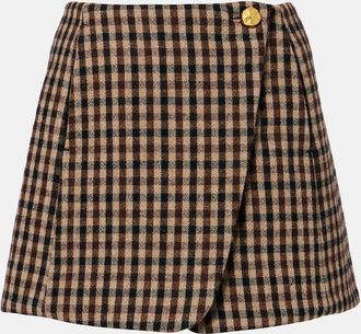 Ganni Gonna a portafoglio in lana a quadri