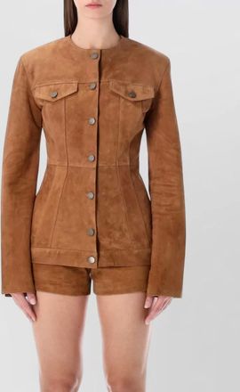 Haikure temple suede jacket tailored seams