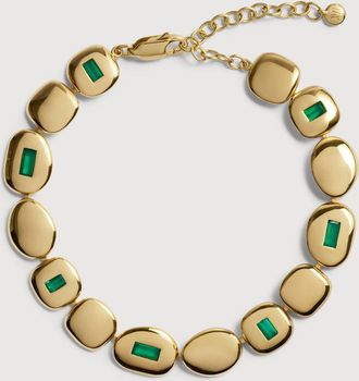 Monica Vinader Gold Gemdrop Mosaic Bracelet Green Onyx