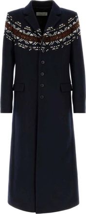 Dries Van Noten Geborduurd wollen jas - Heren - Mantel - Blauw - L - Wol - Jassen