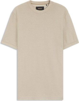 BOSS Basket-weave T-shirt in mercerised cotton