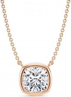 Allurez Cushion Lab Diamond Solitaire Pendant Necklace 14K Rose Gold (2.50ct)