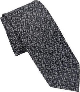 Hickey Freeman Medallion Print Tie in Black/White at Nordstrom Rack, Size Regular