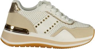 Laura Biagiotti Sneaker met Strass-steentjes - Dames - Sneakers - Wit - 39 EU - Polyester - Schoenen
