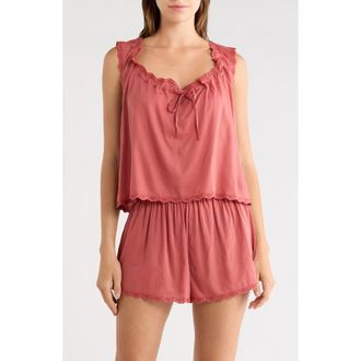 Reformation Hazel Short Cotton Blend Pajamas in Rosewood at Nordstrom, Size X-Small