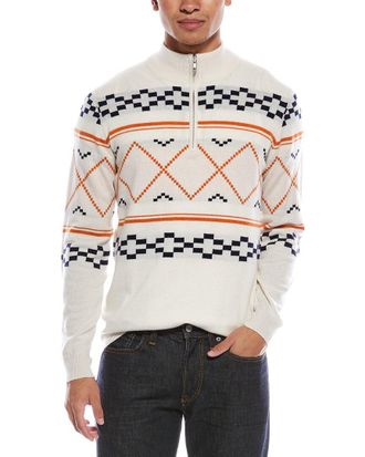 Brodie Fairisle Wool & Cashmere-Blend 1/4-Zip Mock Neck Sweater