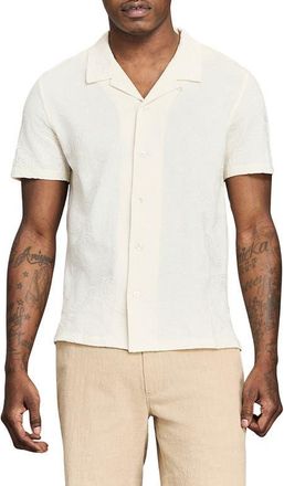 Billy Reid Numajiri Paisley Jacquard Cotton Camp Shirt in Tinted White at Nordstrom, Size Xx-Large