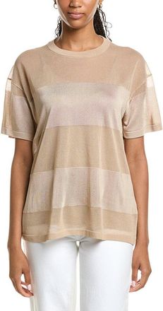 Kenneth Cole Shiny Semi Sheer Stripe Top