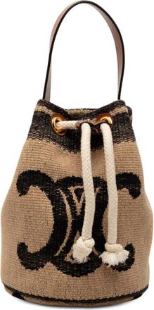 Celine Pre-owned Celine Small Triomphe Raffia Drawstring Bucket Bag Ladies 2PV55WHDFMAAZ94B