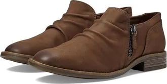 Clarks Camzin Pace Ruched Bootie Women Brown Leather Ankle Zip Boots GAL573