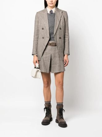 Brunello Cucinelli Houndstooth Pleated Tailored Shorts - Gray