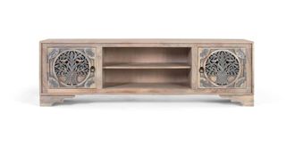 Giner&Colomer Mueble tv con 2 puertas y 2 huecos fabricado con madera de mango