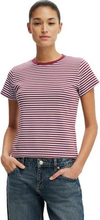 Cotton On 90S Baby Tee in Madi Stripe Cherrywood Duck at Nordstrom, Size Xx-Small