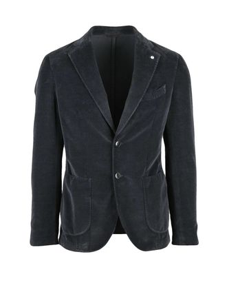 L.B.M. 1911 Soft Cotton Velvet Jacket with Button Closure and Rounded Silhouette