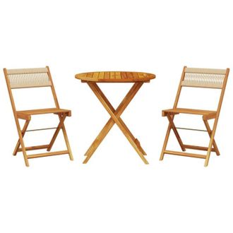 vidaXL Vidaxl - Juego De Bistro De 3 Piezas Polipropileno Y Madera Maciza Beige
